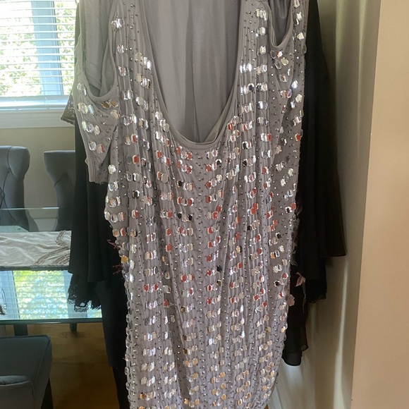 Grey cotton camisole with rhinestones - Picture 2 of 2